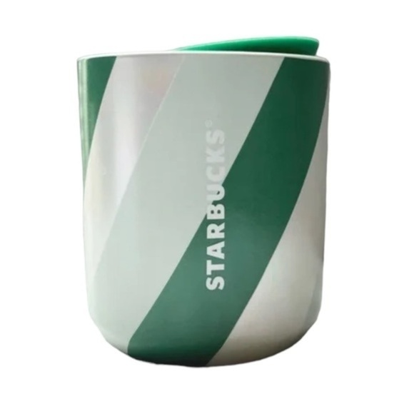 STARBUCKS HOLIDAY 2022  HREEN STRIPED 8OZ. CERAMIC TUMBLER - Picture 1 of 6